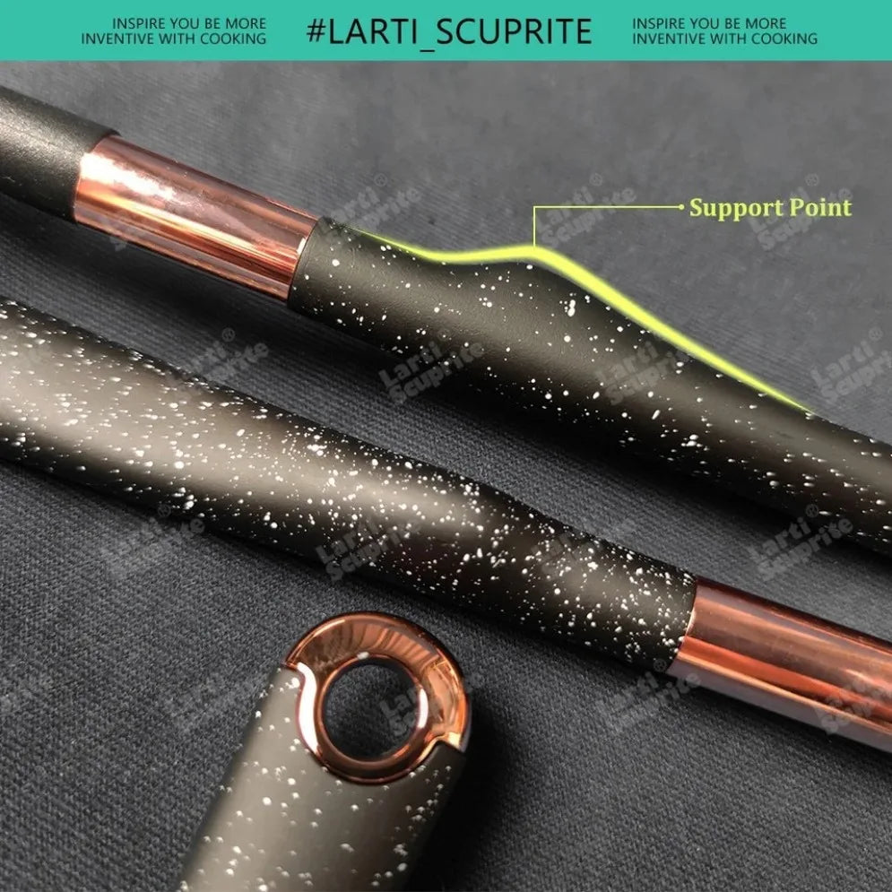 Gold Plated Handle Silicone Cooking Utensils Set Kitchen Non-stick Tool