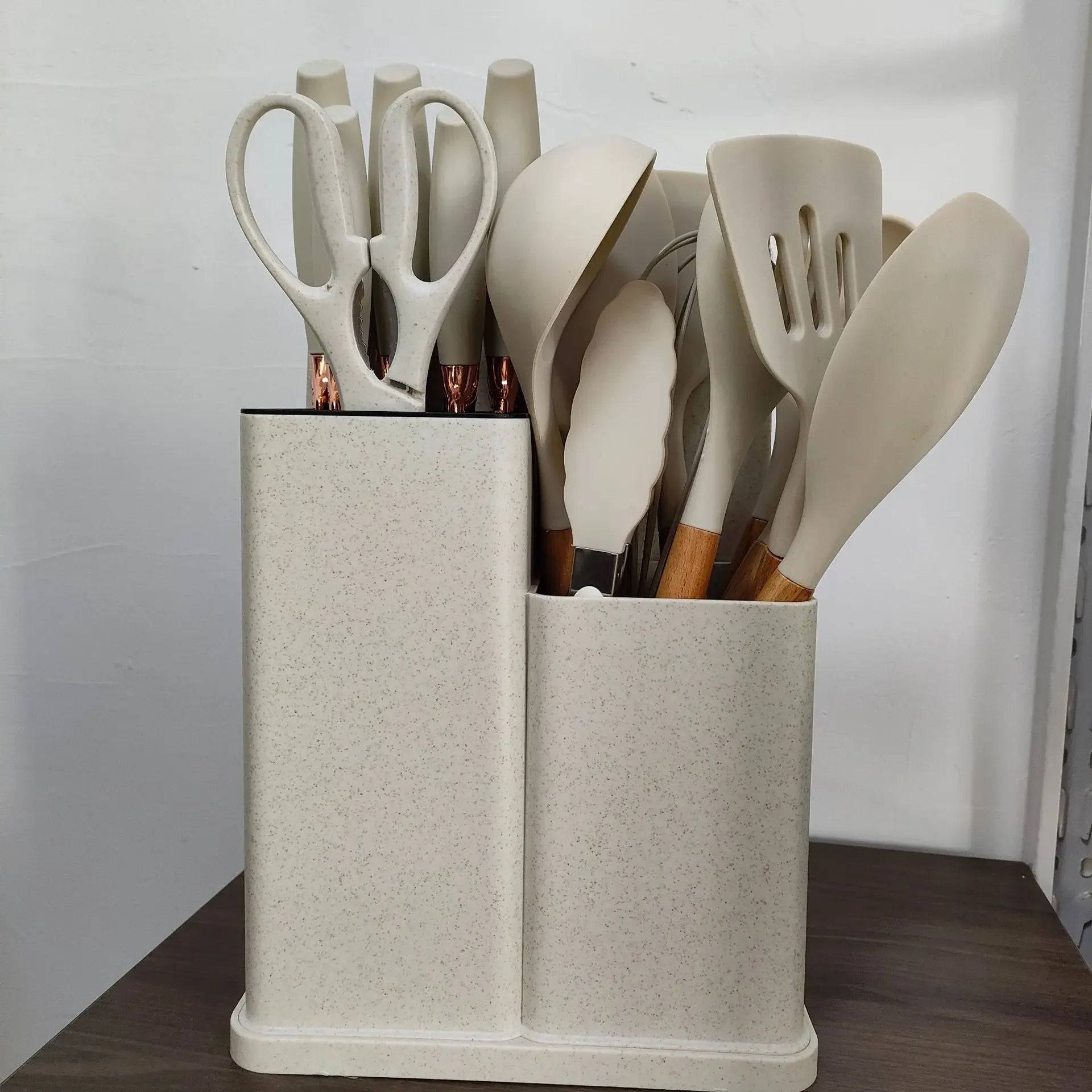 19Pcs Food Grade Silicone Baking Utensils Set with Wooden