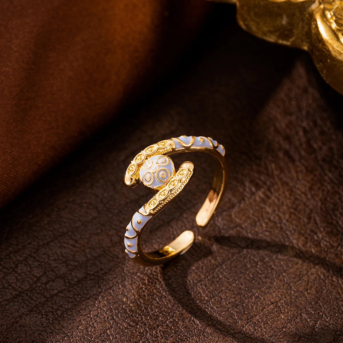 Ajojewel Golden Dubai Bride Jewelry Set Blue Enamel Bangle Ring Bangles For Woman