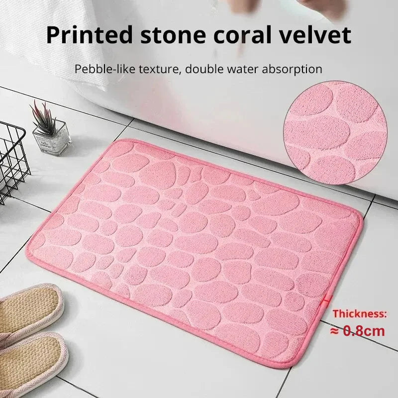 1pc embossed fiber carpet, bathroom living room anti slip mat, pebble floor mat,