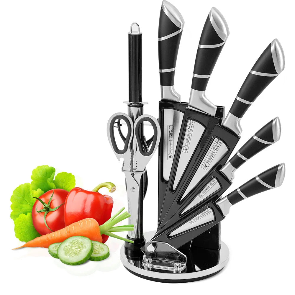 ZENG Stainless Steel Kitchen Knife Set Sharp Non-Stick Coated