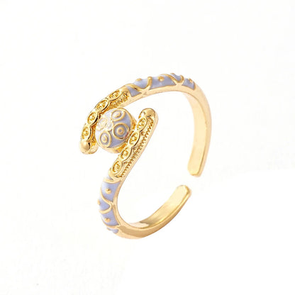 Ajojewel Golden Dubai Bride Jewelry Set Blue Enamel Bangle Ring Bangles For Woman