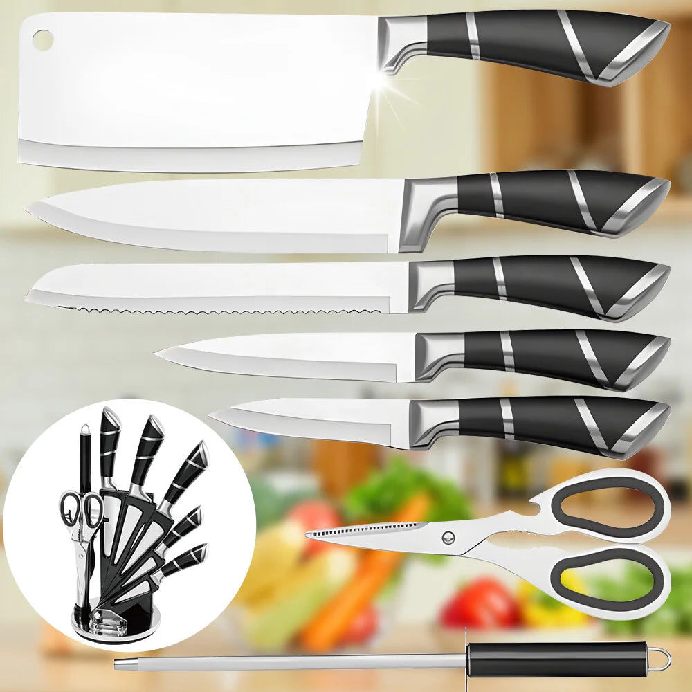 ZENG Stainless Steel Kitchen Knife Set Sharp Non-Stick Coated