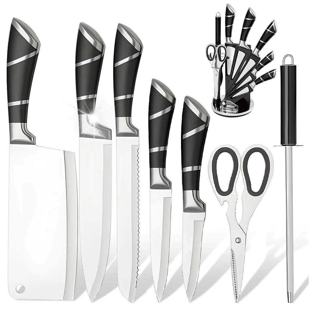 ZENG Stainless Steel Kitchen Knife Set Sharp Non-Stick Coated