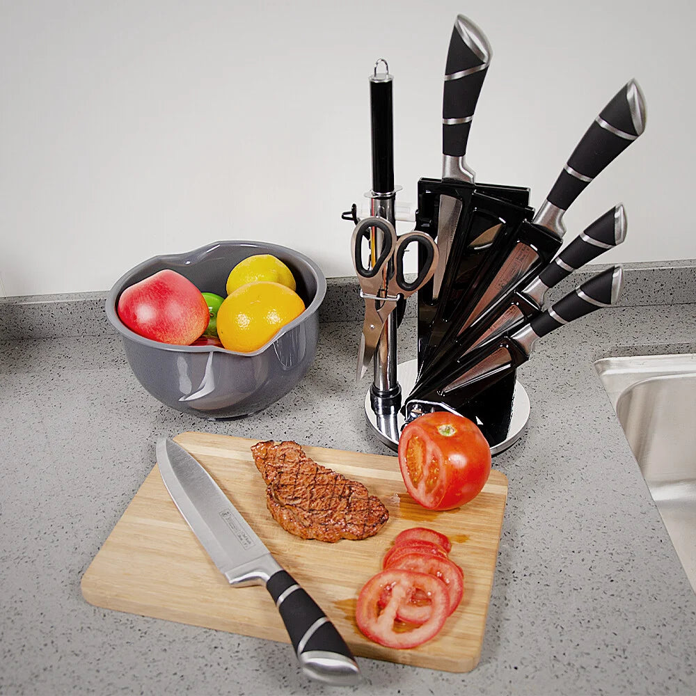 ZENG Stainless Steel Kitchen Knife Set Sharp Non-Stick Coated