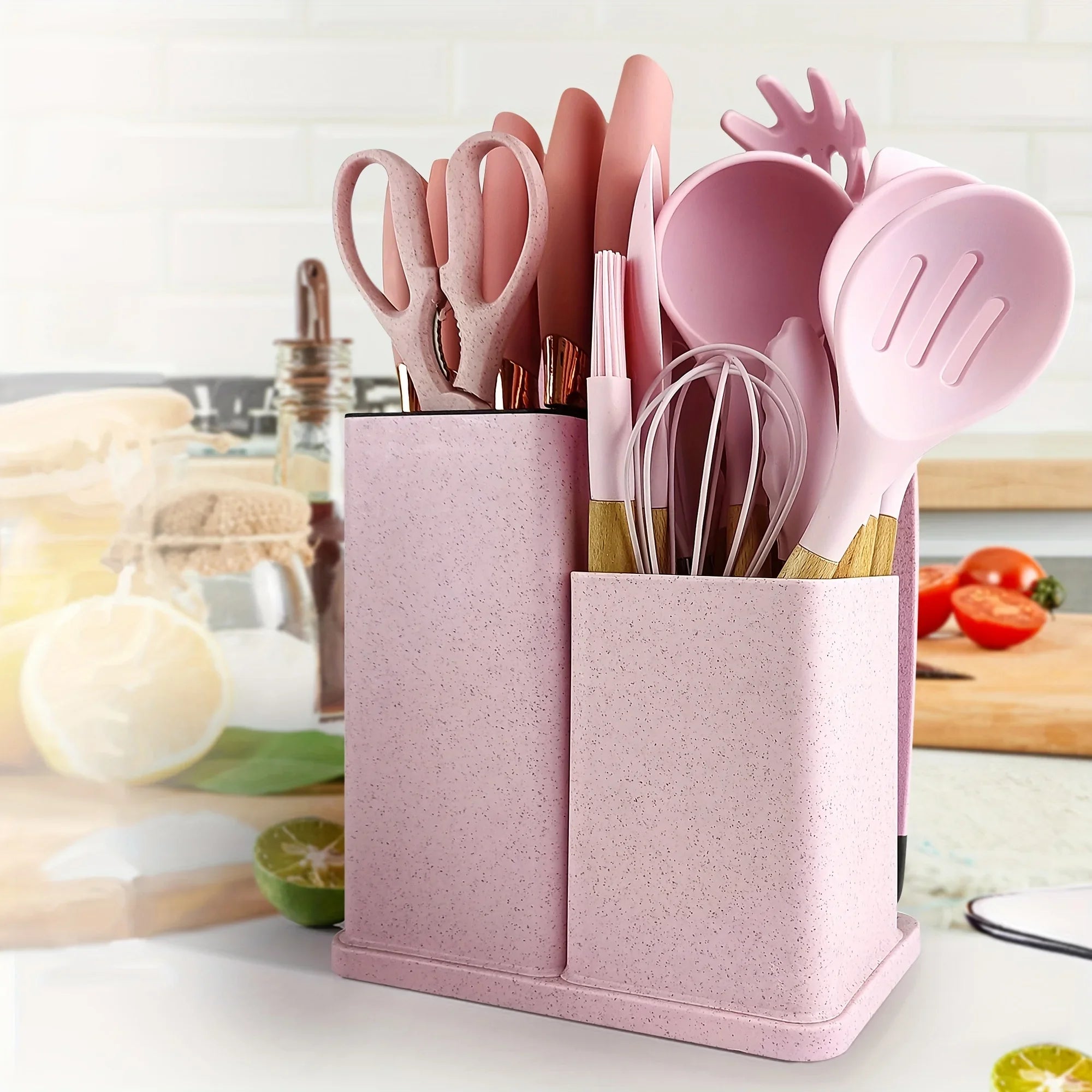 19Pcs Food Grade Silicone Baking Utensils Set with Wooden