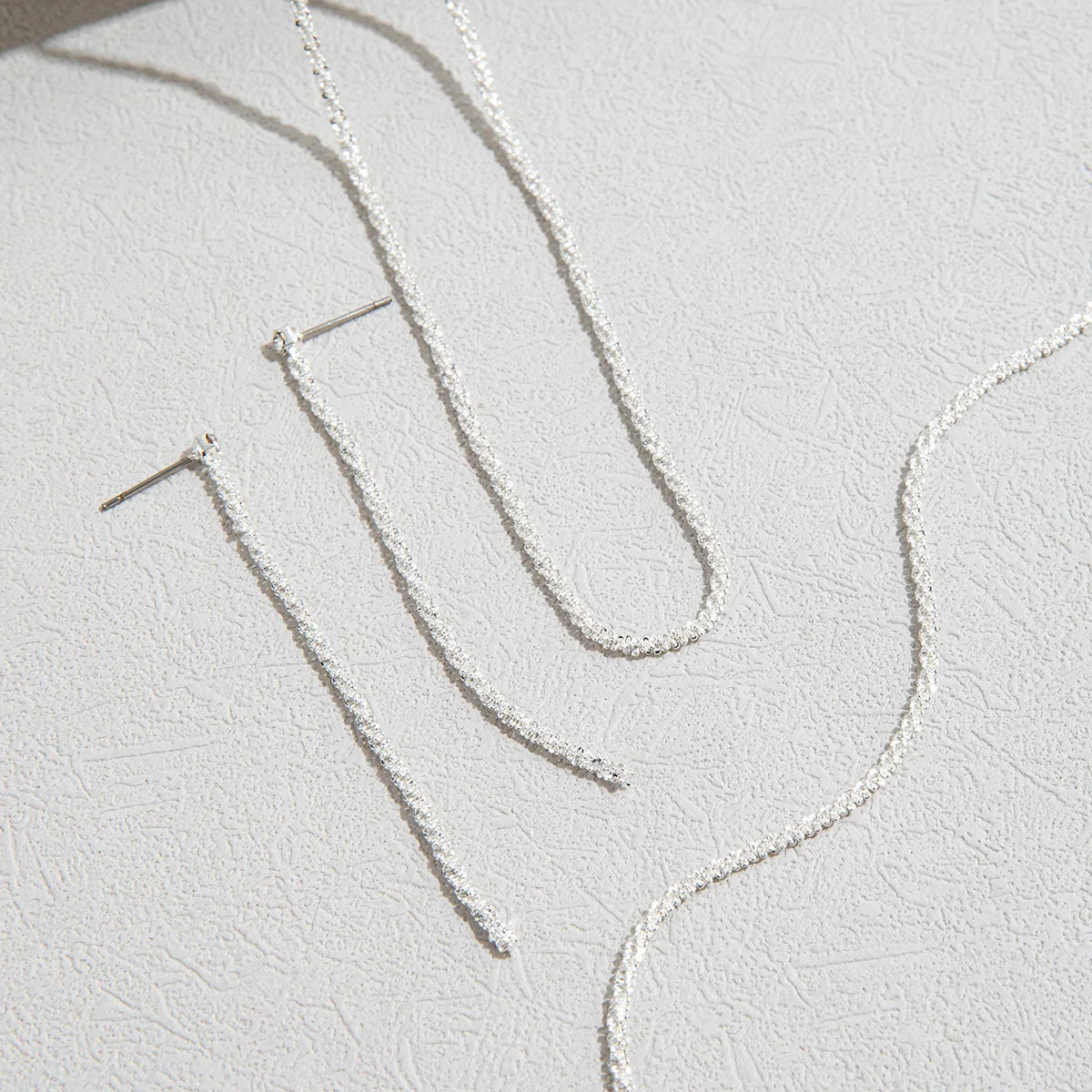 Set of Shiny Silver Plated Collarbone Chain Necklace Bracelet Jewelry, Women's