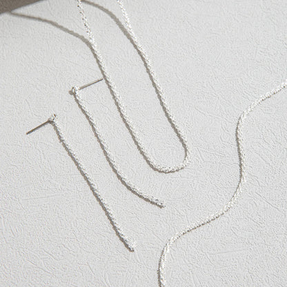 Set of Shiny Silver Plated Collarbone Chain Necklace Bracelet Jewelry, Women's