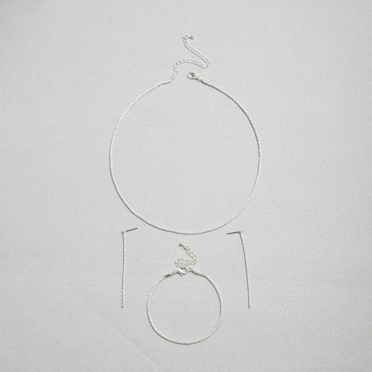 Set of Shiny Silver Plated Collarbone Chain Necklace Bracelet Jewelry, Women's