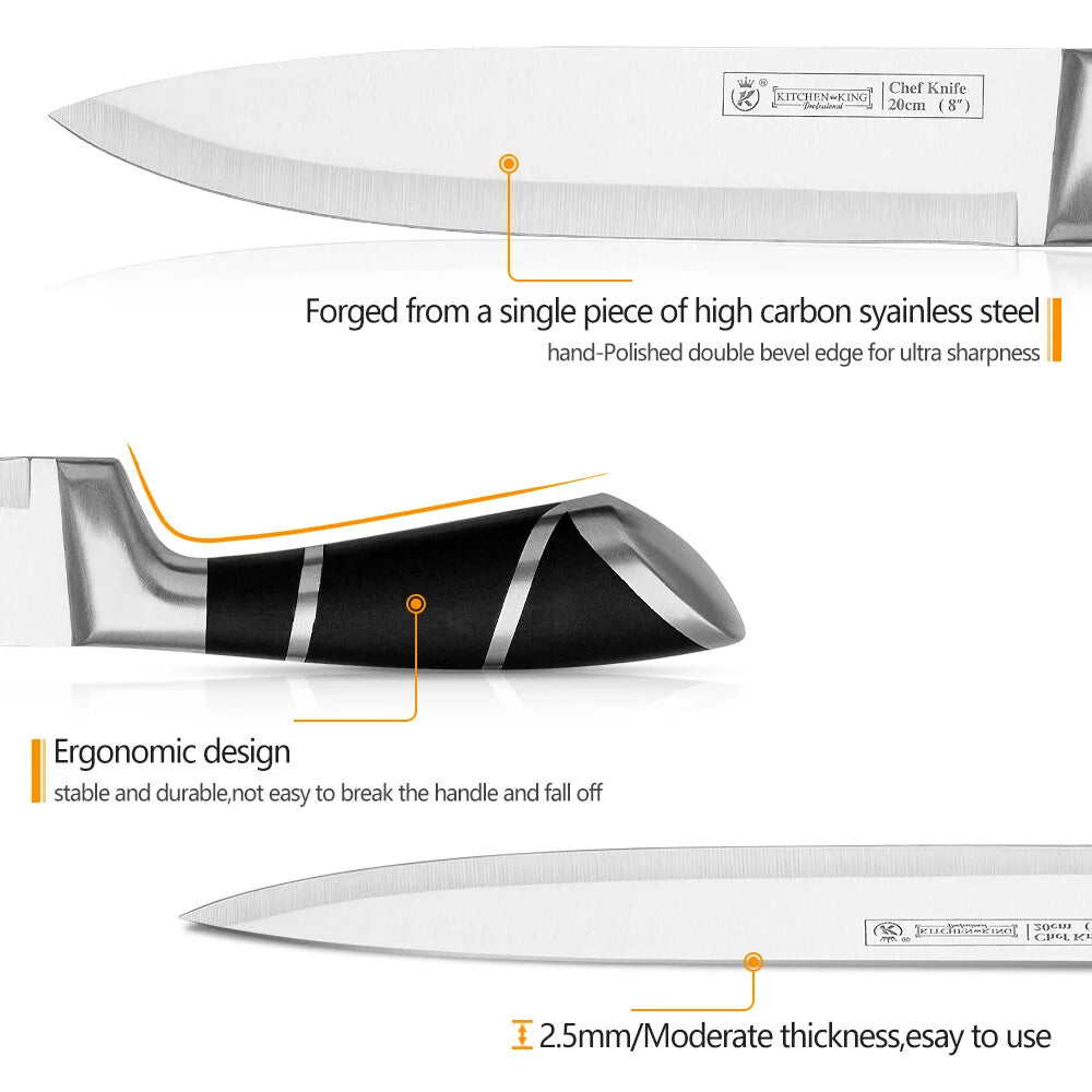 ZENG Stainless Steel Kitchen Knife Set Sharp Non-Stick Coated